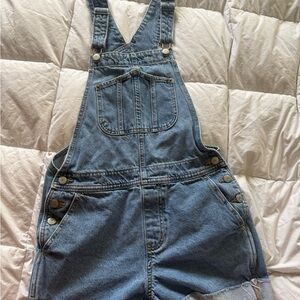 Old Navy Size S Classic Light Wash Denim Overalls Cuffed Shorts